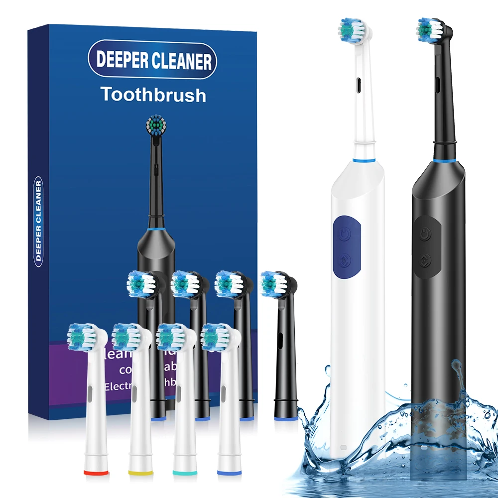 

Rotary Electric Toothbrush for Adults 5 Modes Smart Rechargeable Auto Tooth Brushes with 4 Replacement Heads for Deep Cleaning