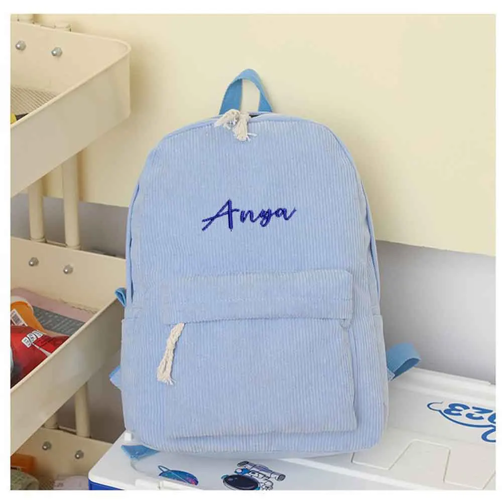 

Personalized Name Children's Corduroy Backpack, Kindergarten Letter Children's Backpack, First Day of School, Gift for Baby