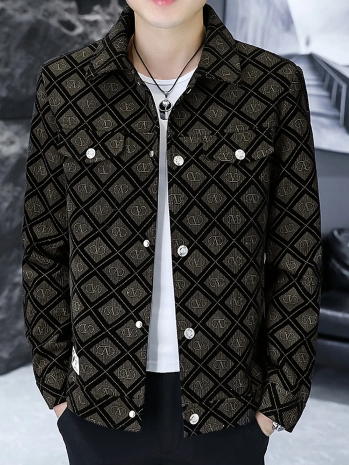 

Осенняя мужская приталенная куртка в клетку, повседневная молодежная корейская модная брендовая универсальная куртка Haome с застежкой на одну пуговицу и длинными рукавами