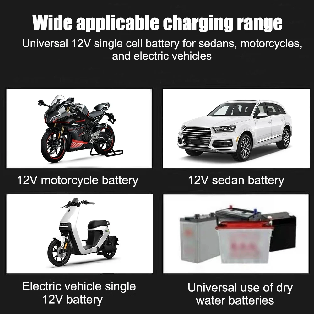 Car Battery Charger 12V 2A 220V Power Puls Repair Charger Wet Dry Lead Acid Battery LED Display Moto Truck Battery Charger