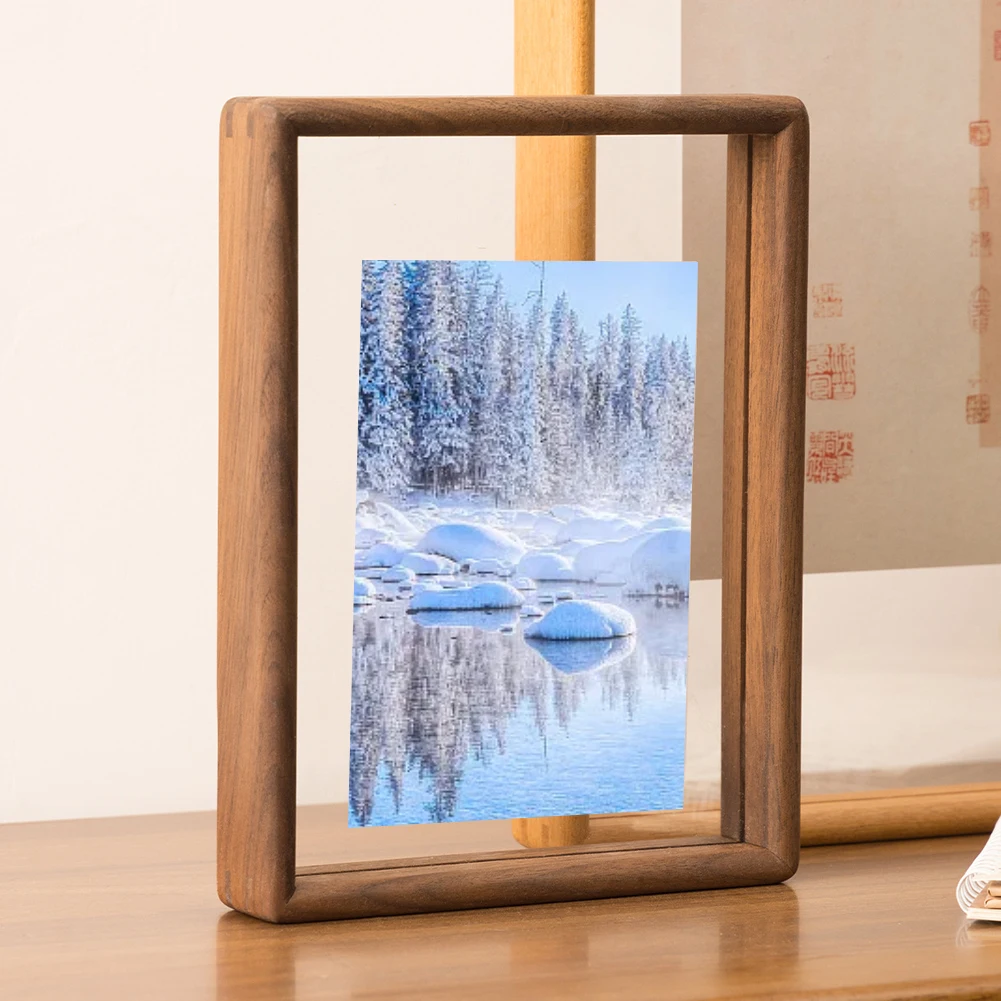 1 Piece Natural Solid Wood Double Sided Picture Frame Clear For Photography Artwork Display Home Office Decor