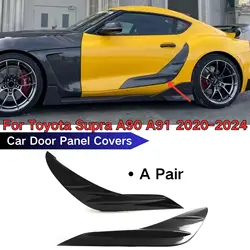 Para toyota supra a90 a91 2020-2024 painel da porta do carro decore guarnição cobre preto brilhante um par carros acessórios corpo kit plástico abs