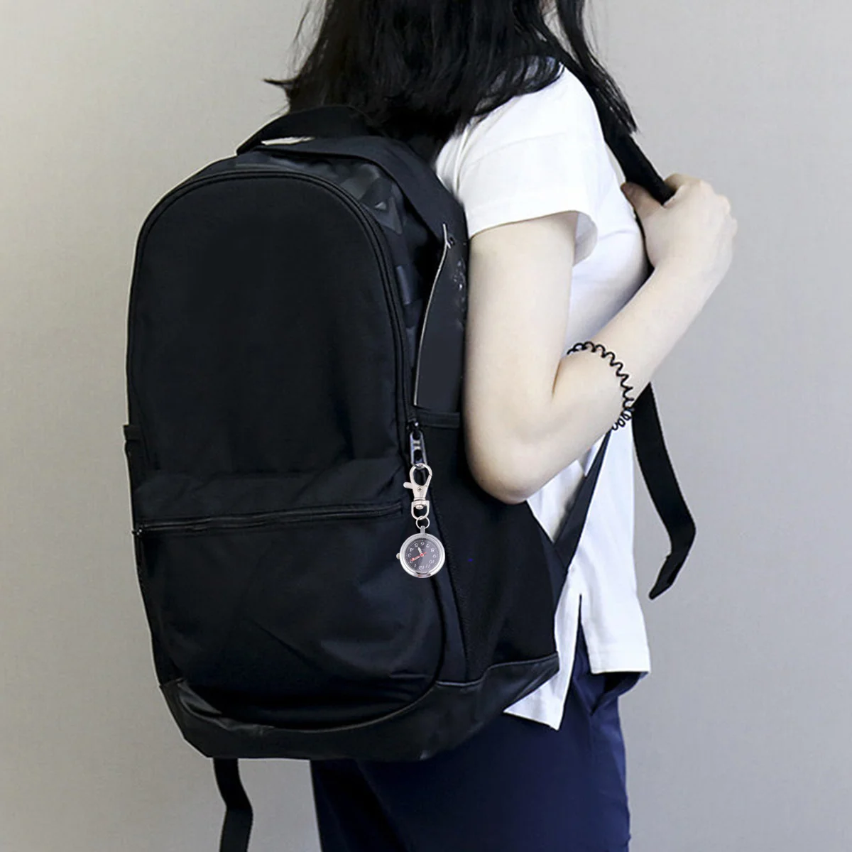 Relógio de bolso clássico grande mostrador redondo movimento de quartzo chaveiro design mãos luminosas números claros para homens e mulheres