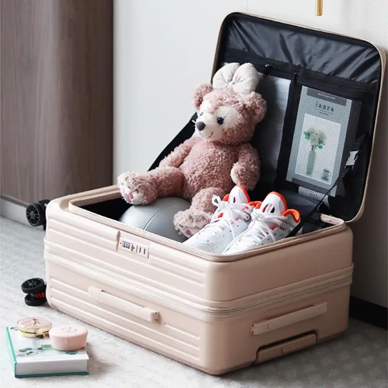 Wysokiej jakości mała walizka podróżna z bocznym otwieraniem, wielofunkcyjna, rozszerzalna torba podręczna z zamkiem szyfrowym dla kobiet.