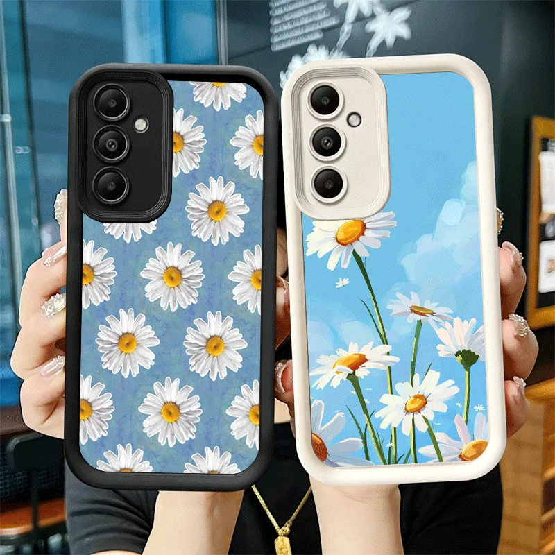 Phone Case for Samsung Galaxy A17 A16 A15 A14 A13 Daisy Flowers Aesthetics A56 A36 A26 A55 A35 A25 A54 A34 A24 A53 A33 A23 A07 A