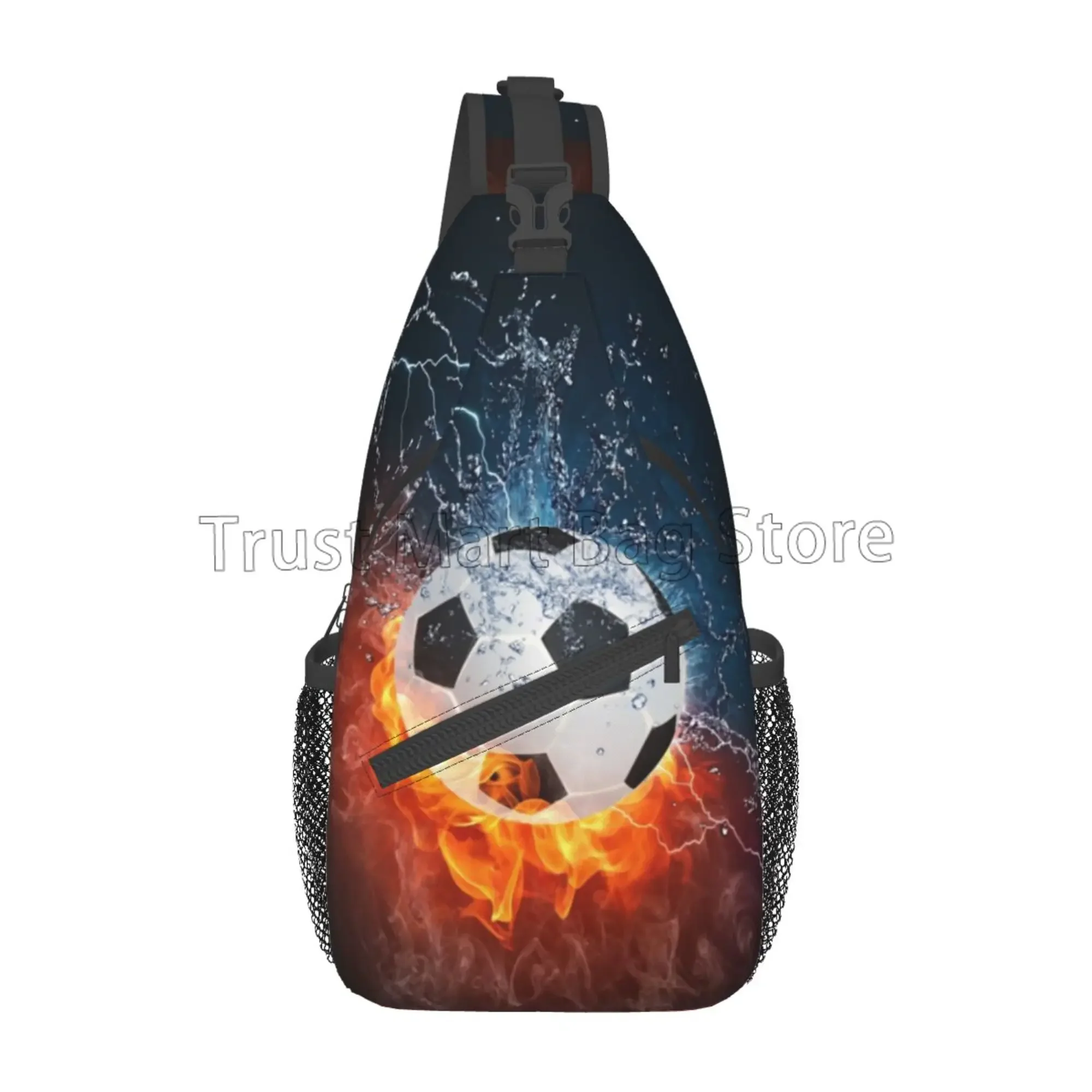 Soccer Ball Print Sling Bag Cool Football Art Pattern Crossbody Backpack Casual Chest Bag Lightweight Daypack for Travel Sports