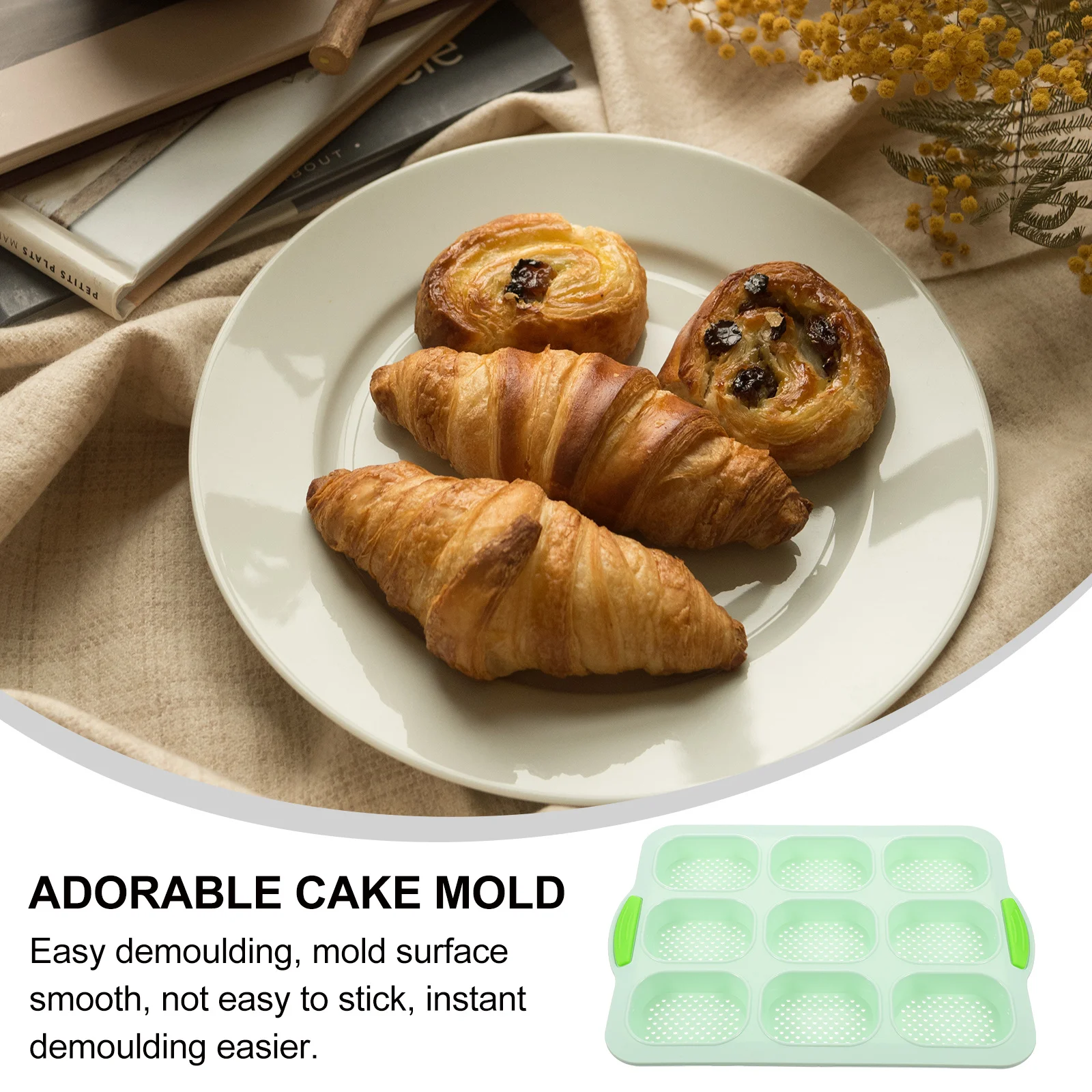 

Silicone Loaf Pan 9 Cavity Non Stick Baking Mold For French Bread Cake Diy Kitchen Bakeware Flexible Freezer Safe Breakfast