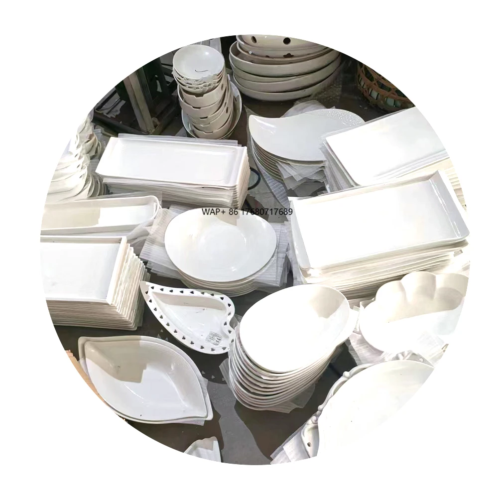 Hot Sell Bulk Restaurant Ceramic Stock Lots Plates Bowls Saucers Sell by Ton From Direct Factory with Cheap Price