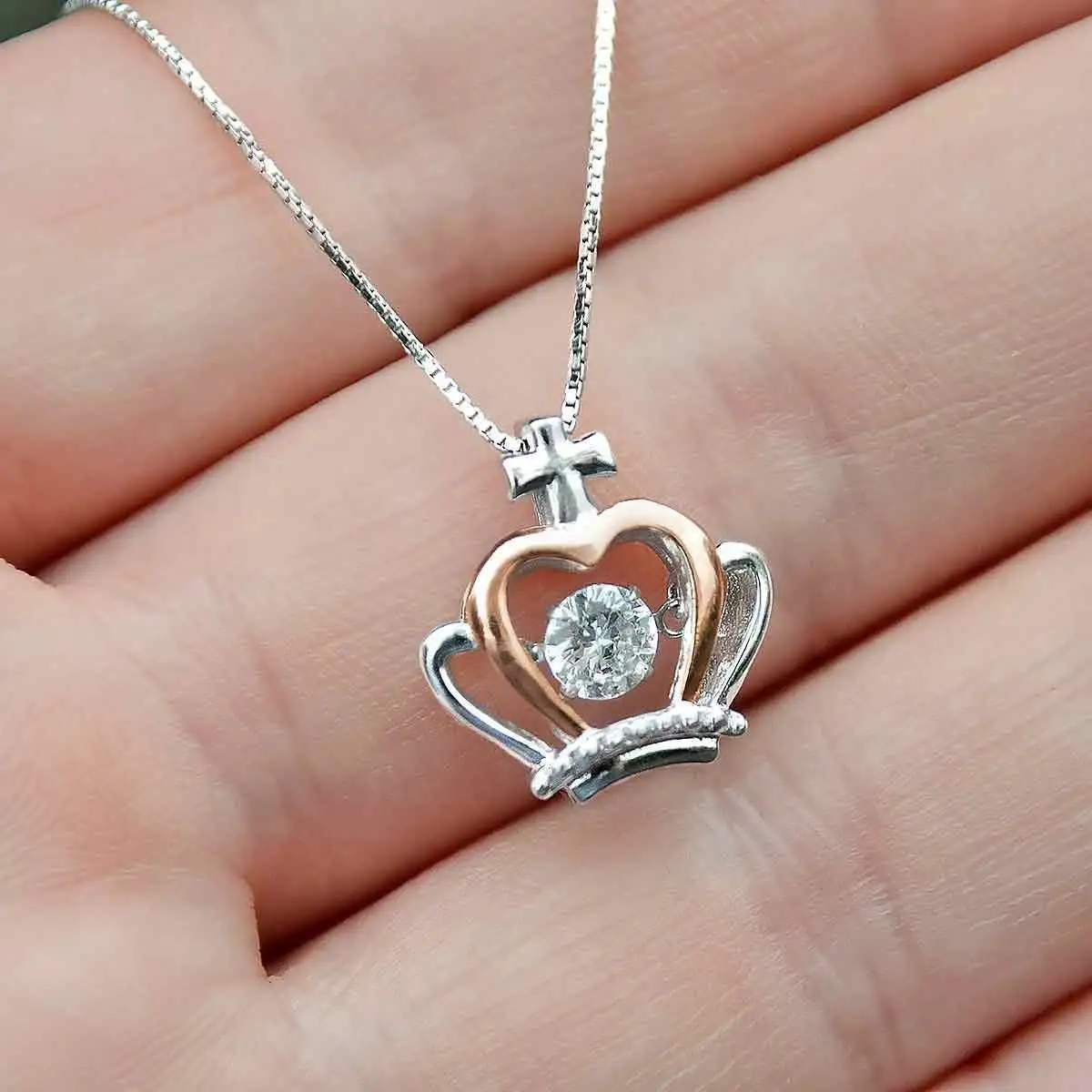 Zircon Crown Pendant Necklace Decorative Holiday Birthday Graduation Gift For Niece Girls With Message Card And Gift Box