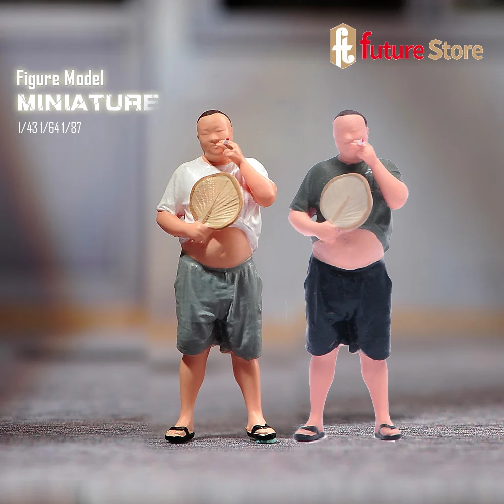 Resin 3D Print 1/87 1/64 1/43 1/24 Middle-aged Man Smoking in summer Miniature Figure Mini Doll Model Scene Props Decoration Toy