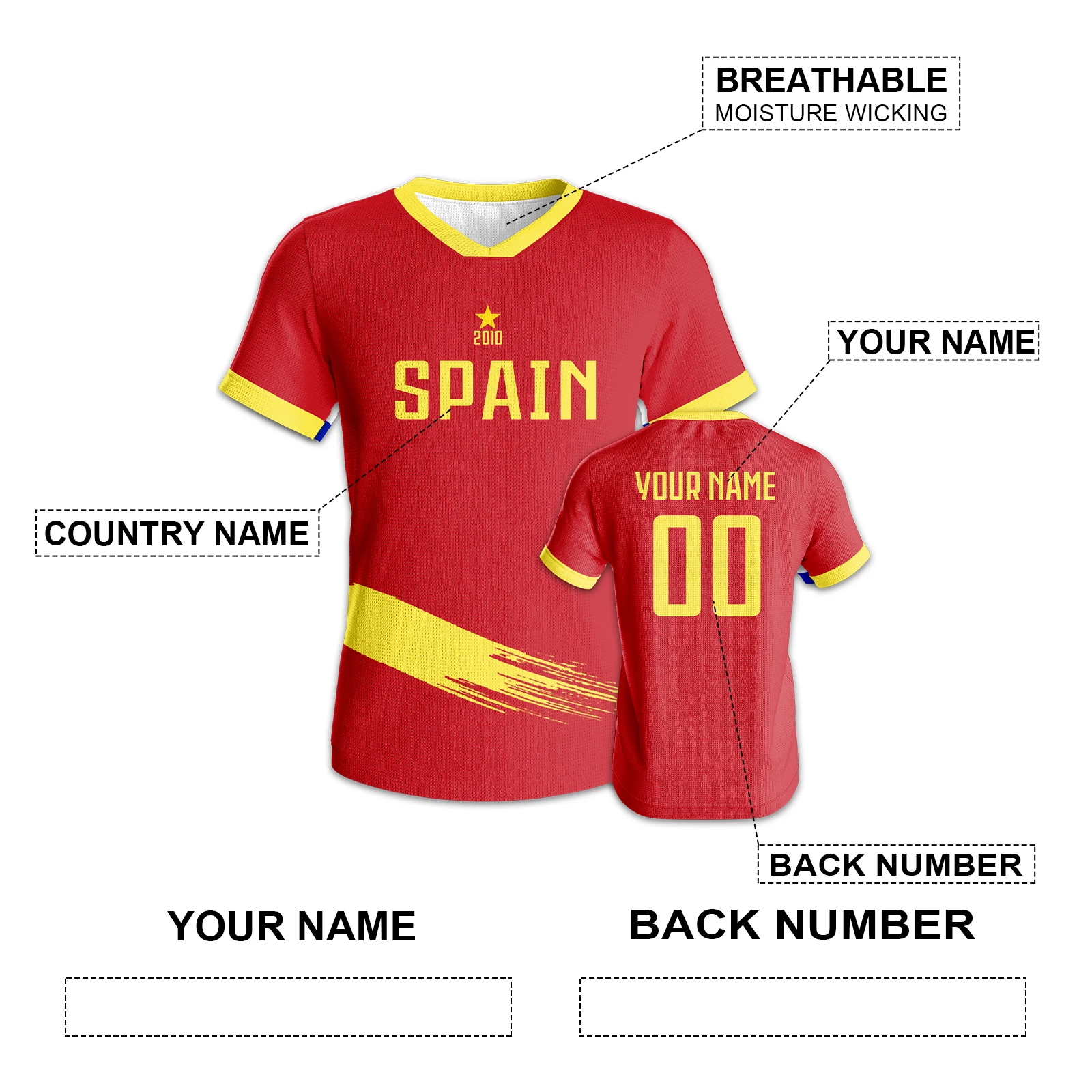Custom Spain Soccer Jersey with Name Number Personalized Football Team Shirt for Men Women Kids