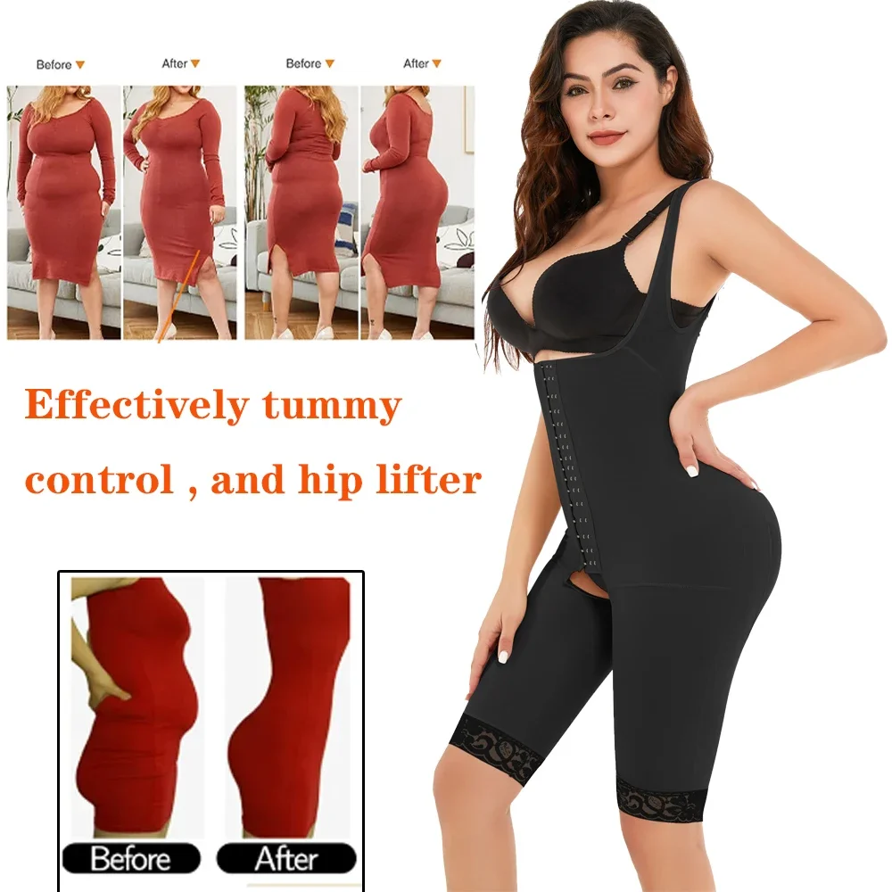 Body Shaper Women Bodysuit Tummy Control Open Crotch Colombian Girdle Shapewear Bodysuit Reducing and Shaping Girdles for Women