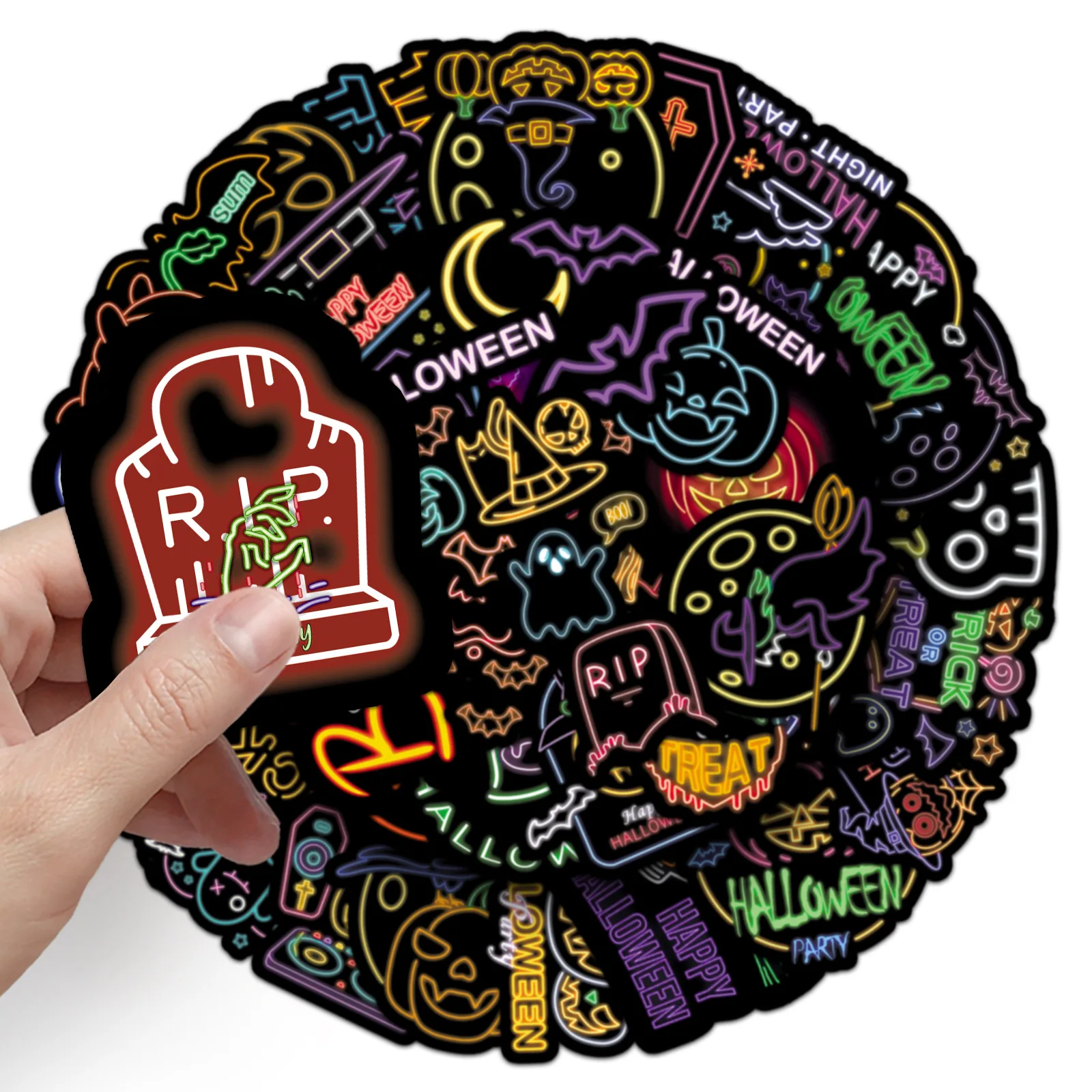 

Электрические каракули на Хэллоуин: набор из 50 неоновых наклеек для мусорных журналов, скрапбукинга и праздничного декора