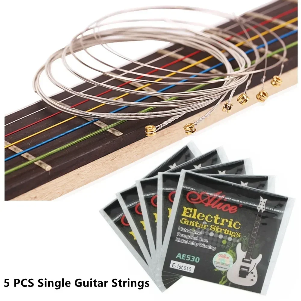 5 Pcs Single Guitar Strings AE530 Electric Guitar Top E Plain Steel Gauges 009 010 Popular Gauges Ultra Fine Anti Rust Layer