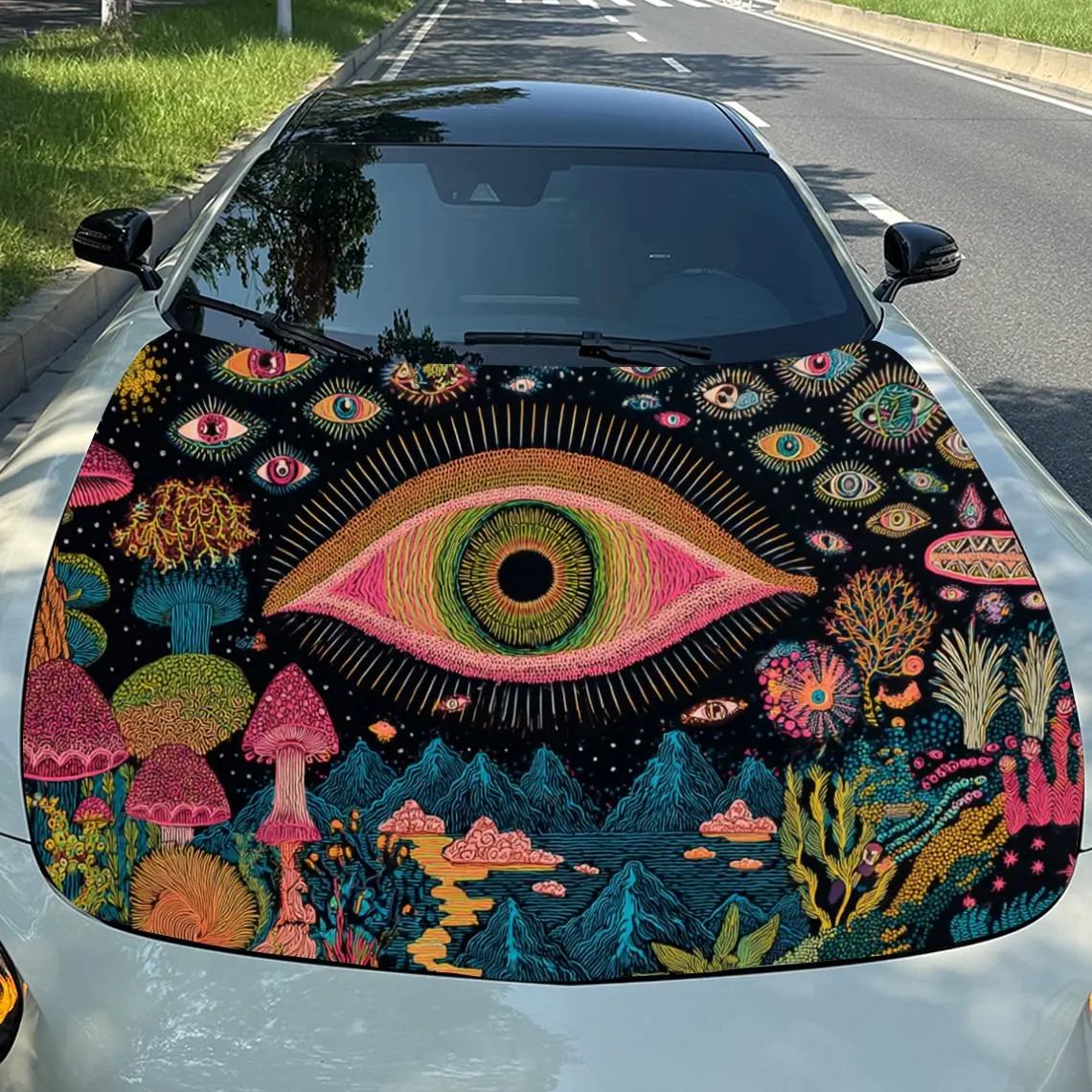 

Волшебные наклейки на капот автомобиля с гигантским глазом — самоклеящаяся, водонепроницаемая и прочная виниловая пленка, украшение и защита вашего автомобиля, подходит для A