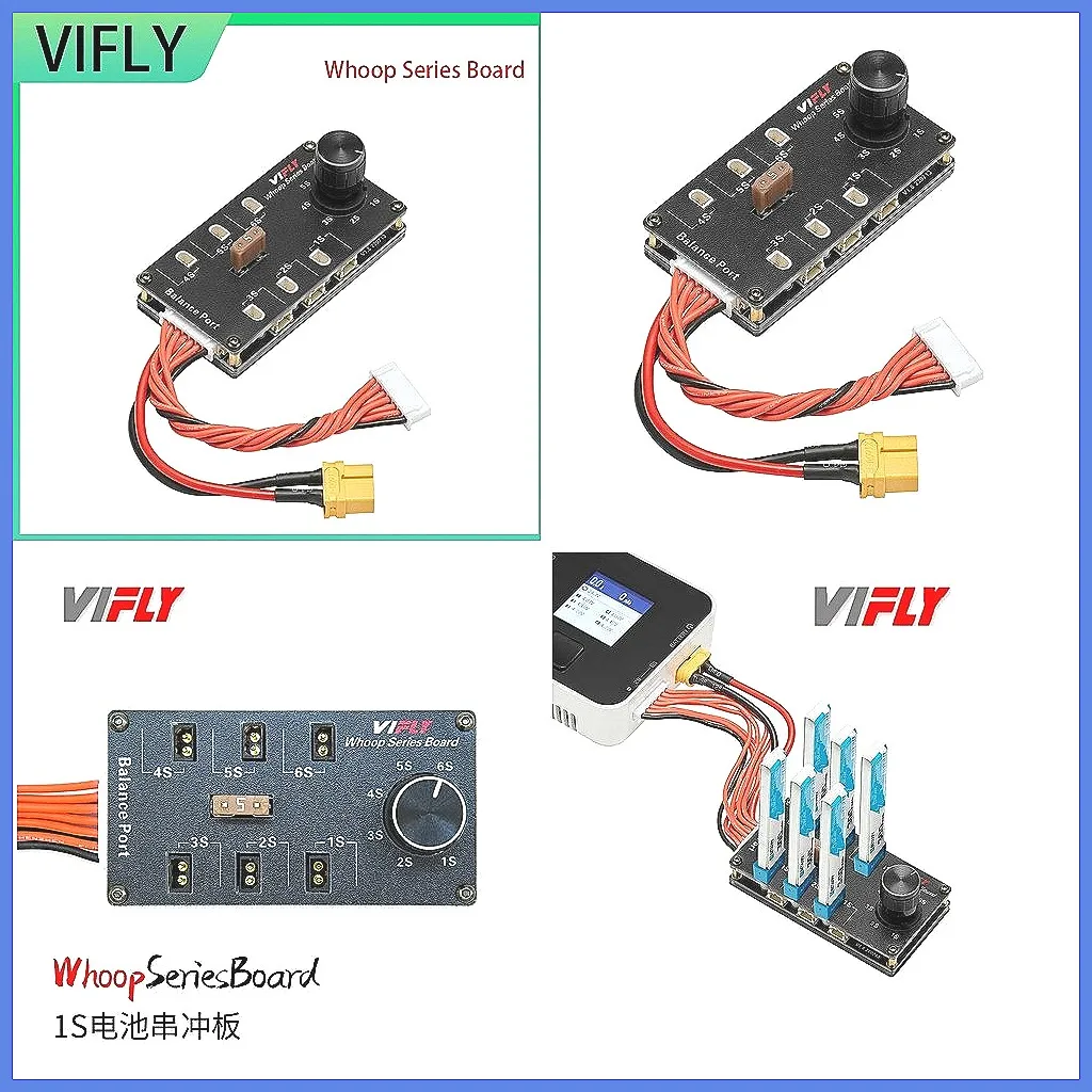 VIFLY 6-Port 1S Lipo Balance Charger Board for Whoop Drones, XT60 Input, Fast Charging