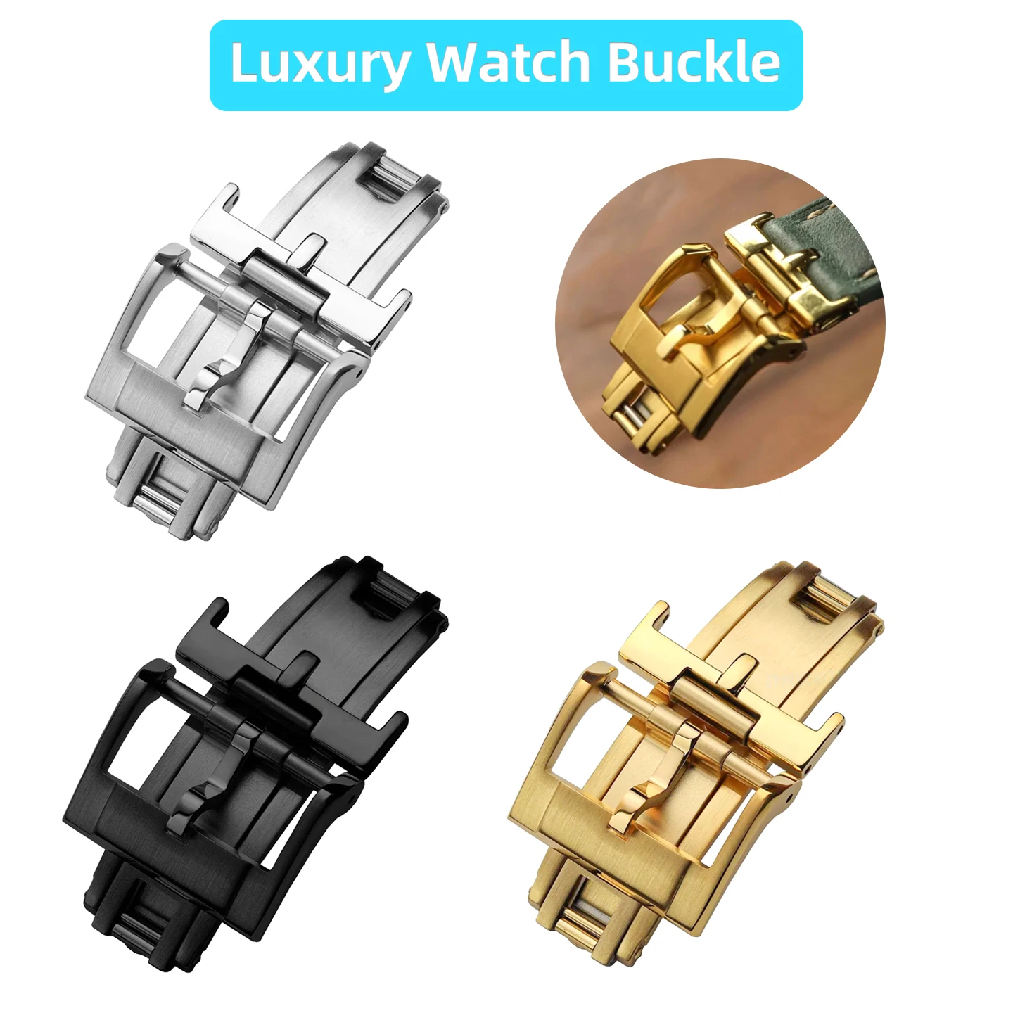 

16mm 18mm 20mm Premium Spring Deployant Clasp For Rolex Cartier Patek Philippe Watch Leather Strap Repalce Buckle Accessories