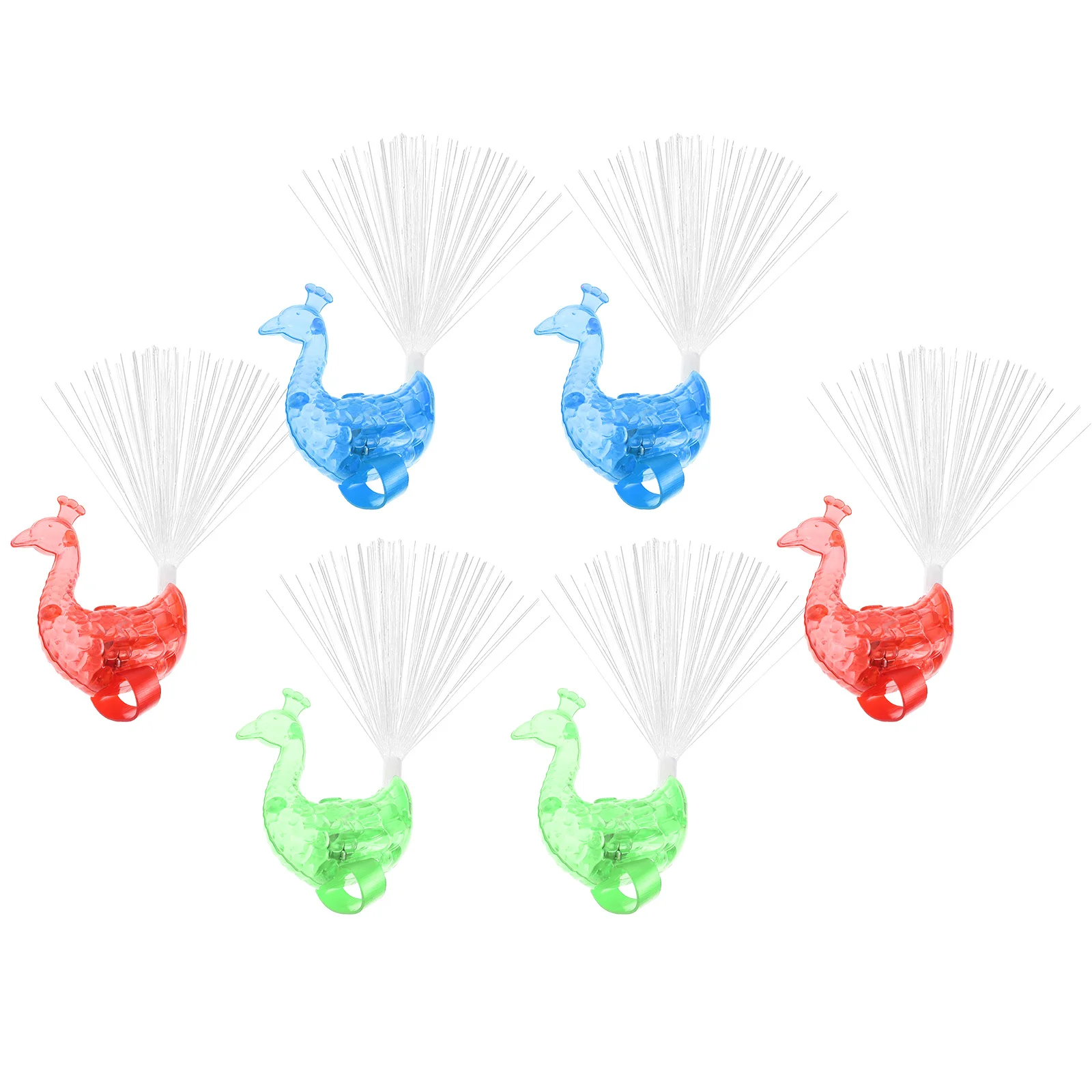 24 pçs suave pavão luzes de fibra óptica colorido piscando dedos para festa de concerto vocal luzes de fibra óptica crianças iluminar brinquedos