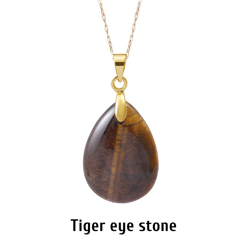 Neue Modische Naturstein-Kristall-Anhänger Tropfenförmiger Einfacher Anhänger Halskette Ohrringe Schmuckherstellung Mit Kette Collier – Detail 18