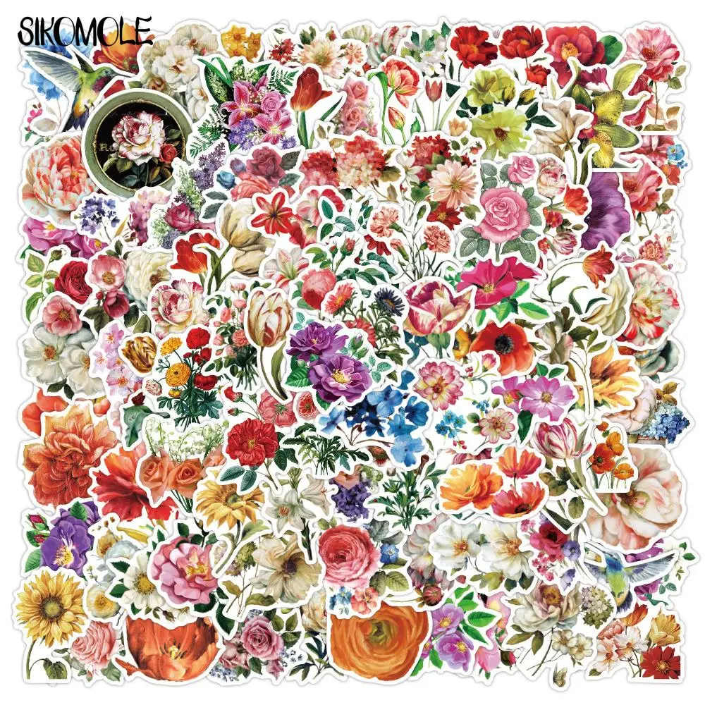 10/30/50/100PCS Mixed Beautiful Colorful Pretty Flower Stickers Blooming Laptop Guitar Luggage Kid Toy Decal Graffiti Sticker F5