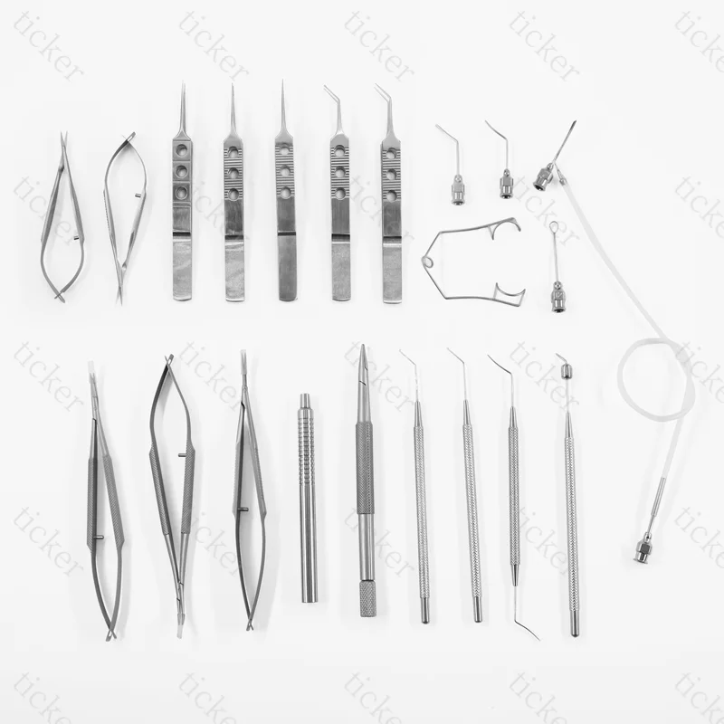 Ensemble d'instruments ophtalmiques, 21 pièces, alliage de titane/acier inoxydable, yeux et cataractées, Micro pincettes, ciseaux, porte-aiguille, ensemble d'outils