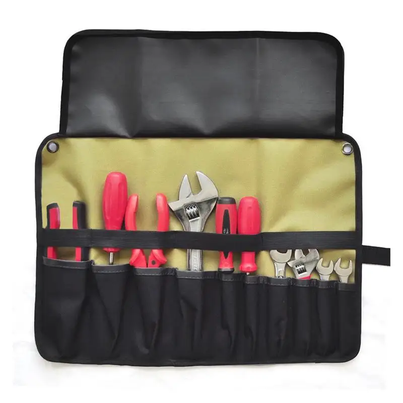 

Pocket Tool Roll Holder Tool Roll Up Pouch With 10 Pockets Tool Pouches For Motorcycle And Roll Up Wrench Organizer Tool Pouch