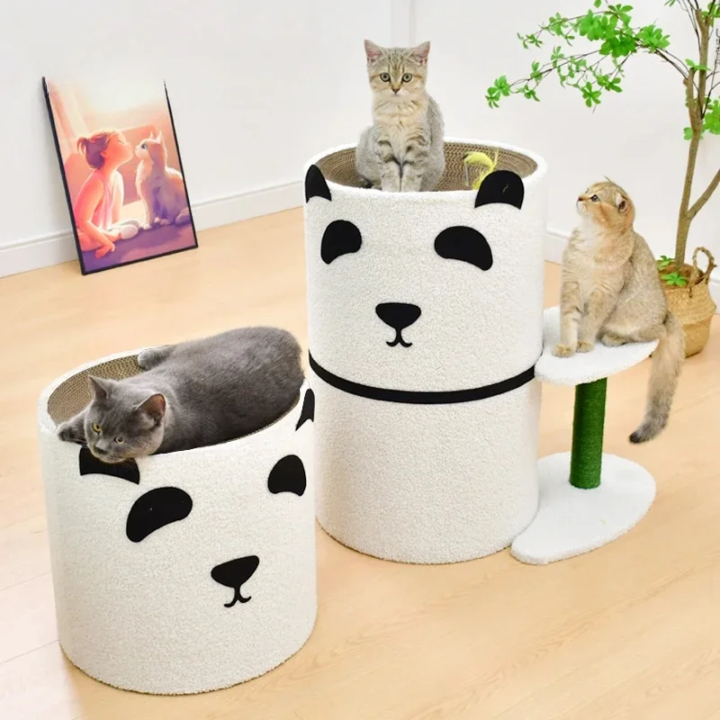 Cat House with Climbing Tower Soft Cat Bed Large Kitten Condo Furniture Pet House Playful Cat Habitat Climbing