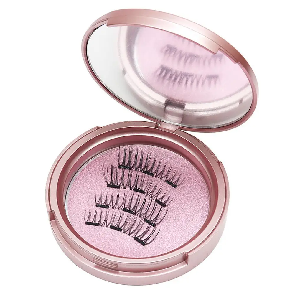 2 Pairs/Box 3D 5 Magnet Magnetic False Eyelashes Reusable Artificial Faux Mink Handmade No Needed Glue Waterproof Lashes