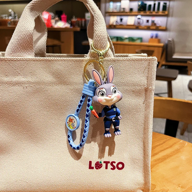 Anime Disney Zootopia Keychain Cartoon Nick Wilde Judy Hopps CuteDoll Keyring Ornament Key chain Backpack Car Pendant Kids Gifts