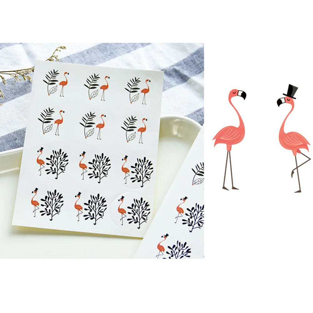

240Pcs Sealing Stickers Flamingo Pattern Round Labels for Baking Candy Bags Creative Decorative Stickers