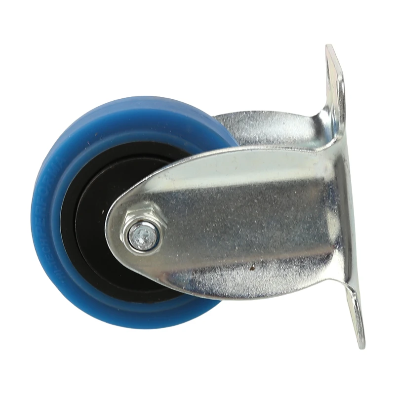 Rodízios de borracha macia de baixo perfil de 3 polegadas - Roda fixa de bala azul Mini design rígido silencioso para carrinhos