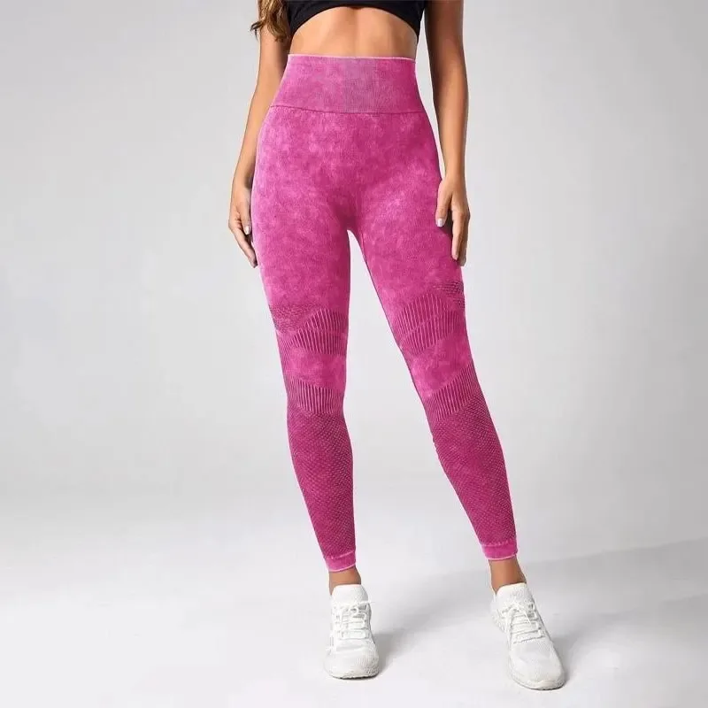 

Yoga Basic Tie Dye Tummy Control Sports Leggings High Waist Yoga Pants Fitness Running Workout Gym Clothing ﻿