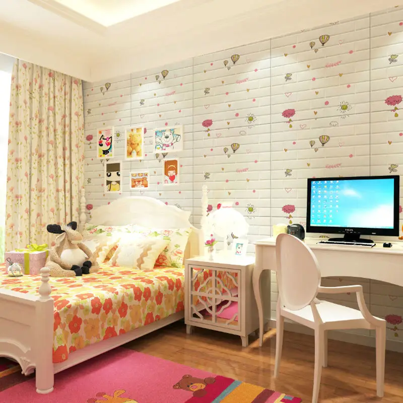 10Pcs 35cmx30cm Wall Stickers Bedroom Warm Cartoon Children's Wall Waterproof And Moisture-Proof Foam Wallpaper