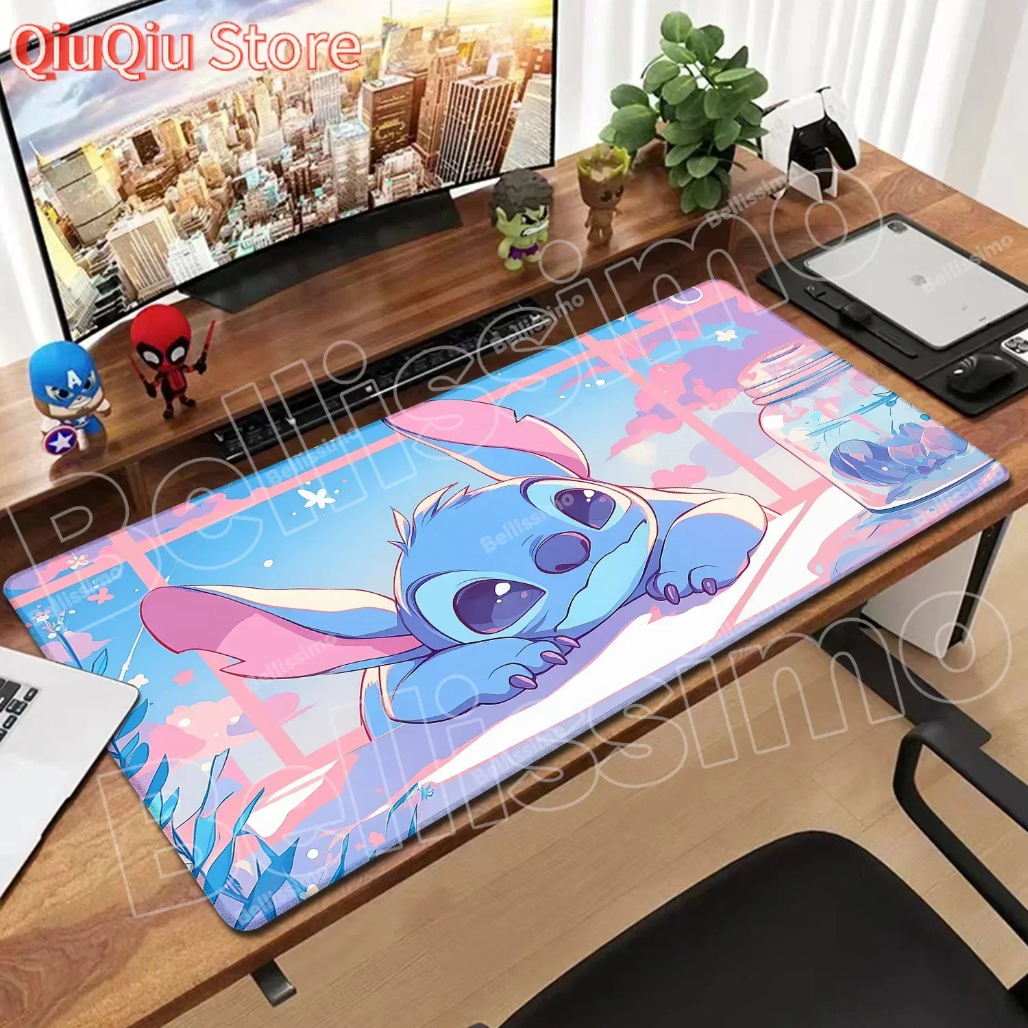 HD طباعة Kawaii أنيمي غرزة ماوس الوسادة 900x400 مللي متر الكمبيوتر عدم الانزلاق سرعة لينة حصيرة مكتبية ألعاب الكمبيوتر قفل حافة لوحة المفاتيح لطيف ماوس الوسادة