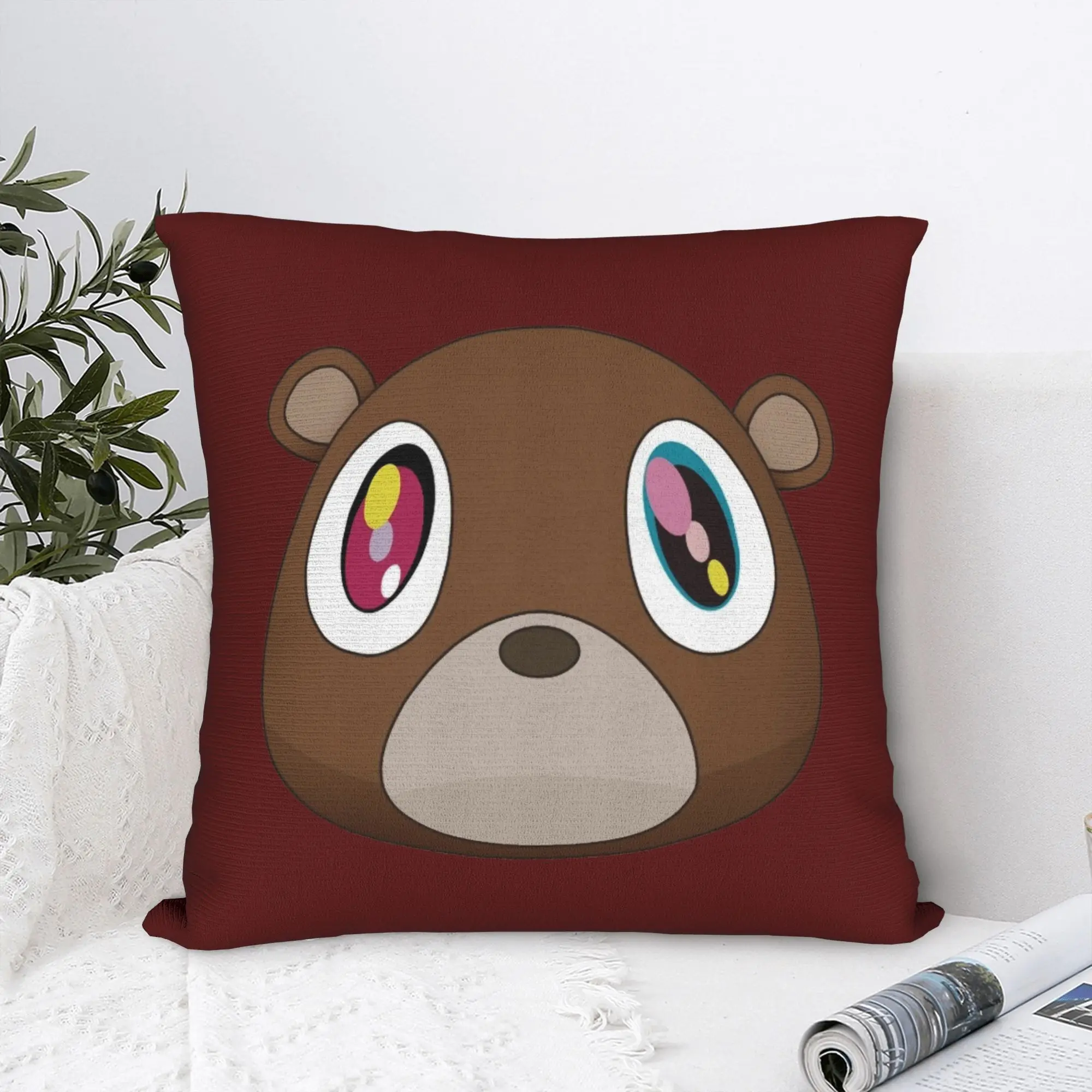 Graduation Bear Rapper Square Pillow Covers Polyester Home Kanye West Music Cushion Case Cool Home Decoration Pillowcase 40*40