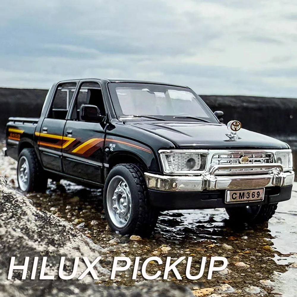 1:32 Hilux TUNDRA Odlewane Metalowe Zabawki Samochody Modele Koła Pull Back Miniaturowy Samochód ze Światłem i Dźwiękiem Pojazdy dla Chłopców Prezenty Urodzinowe