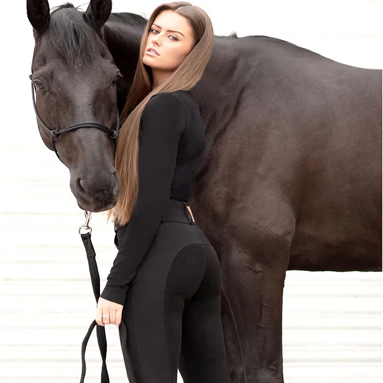 nordic-style-women's-riding-pants-slim-fit-suede-anti-slip-professional-equestrian-long-trousers-jeans-with-belt-opening