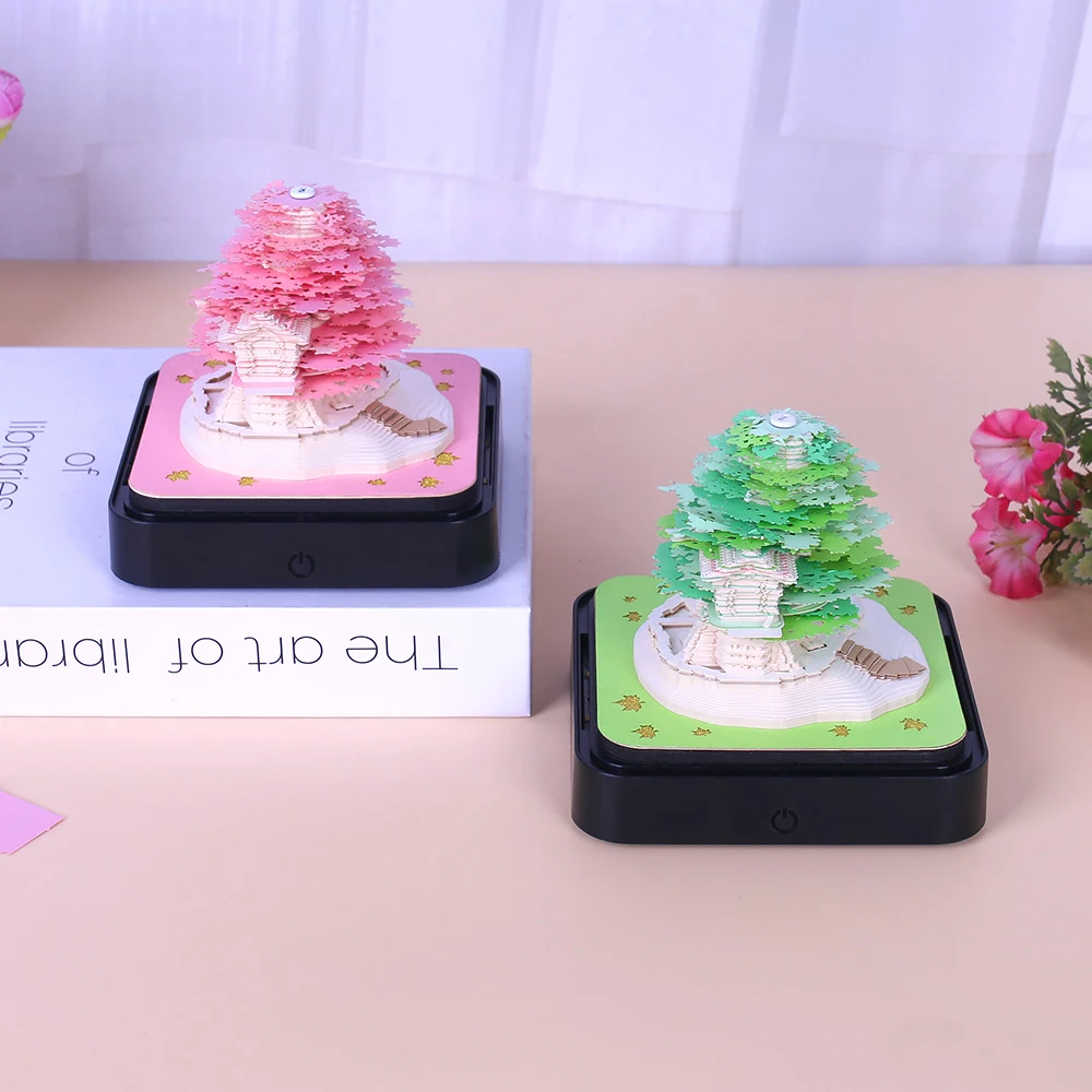 3D Notepad Sakura Treehouse The Earth 3D Calendar 2024 3D Memo Pad Block Notes Offices Paper Notes Christmas Birthday Gift