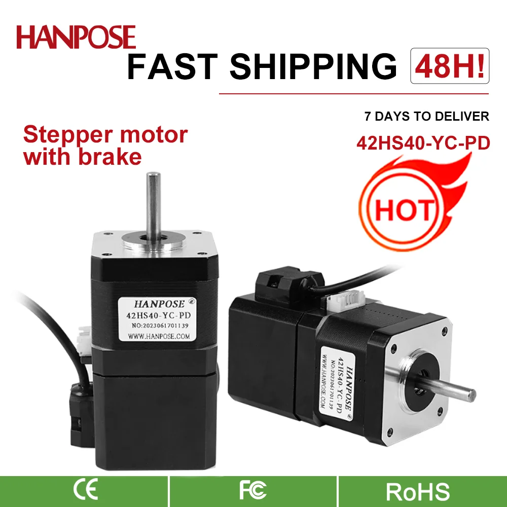 hanpose 42 Permanent magnet brake Stepper Motor 12V 4-Leads 40N.cm 42HS40-YC-PD for Drawing instrument NEMA17 Stepper Motor