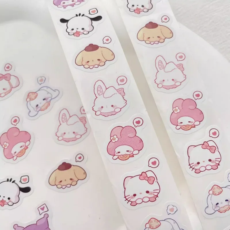 500pcs Sanrio Hello Kitty Kuromi Cinnamoroll Pochacco Anime Cartoon  Roll Sticker DIY Laptop Phone Diary Cute  Decorate Stickers