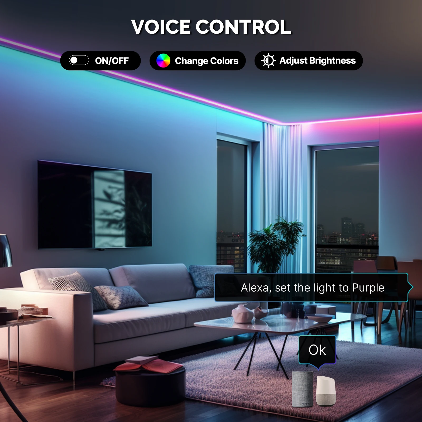 MOES Wifi Smart Neon LED Strip 16 milionów kolor RGB lampka linowa do podświetlenia telewizora, dekoracja imprezowa z Alexa Google Home