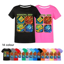 Geometry Dash TShirt Kids Cartoon Clothes Boys 100% Cotton T-shirt Children Fashion Clothing Toddler Girls Short Sleeve Tops