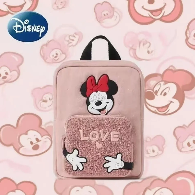 

Disney Minnie Original New Girl Backpack Luxury Brand Cartoon Embroidered Girl Backpack Embroidered Pink Cute Mini Schoolbag