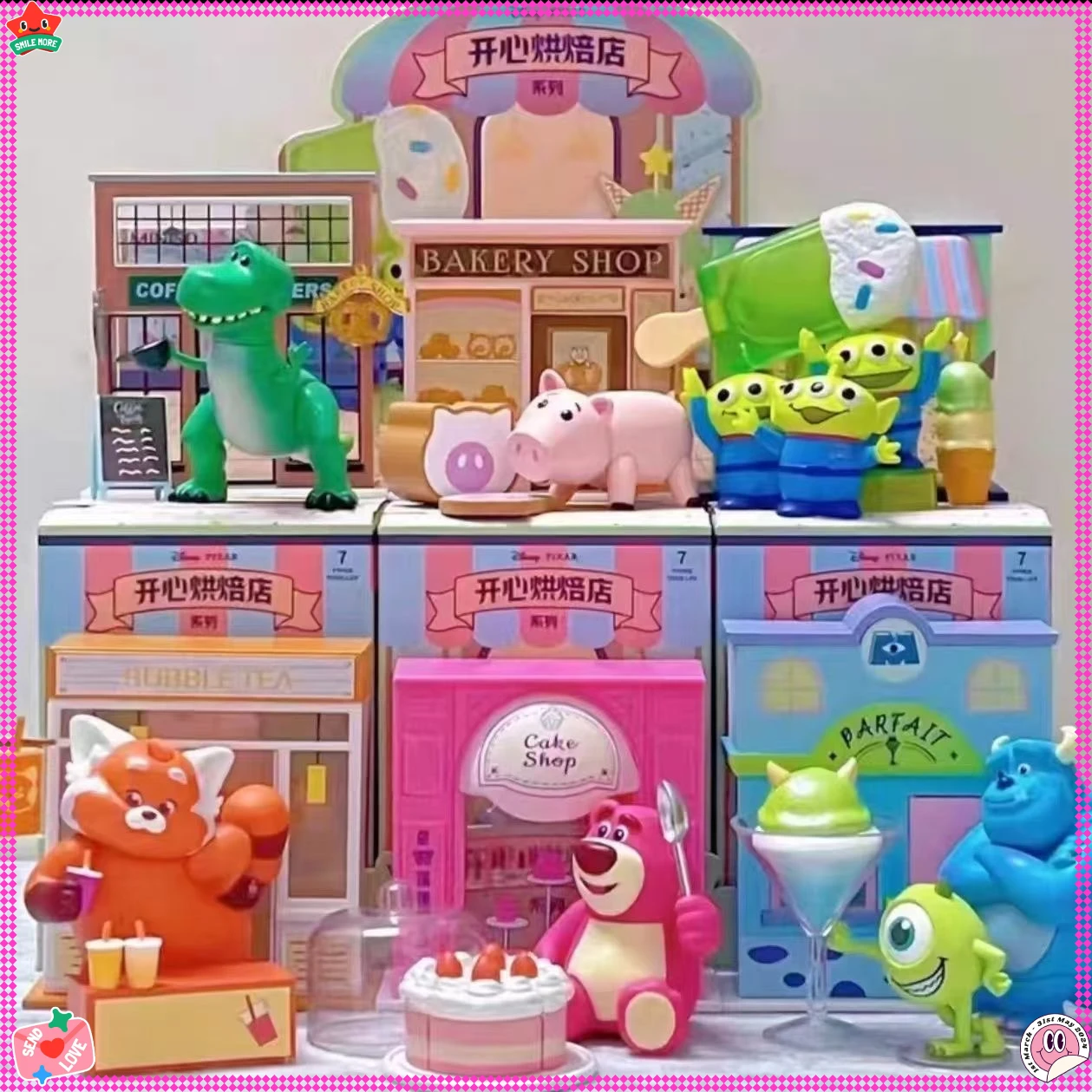 Miniso disney pixar feliz sobremesa rua caixa cega caixa misteriosa bonito dos desenhos animados estatueta mini boneca ornamento de mesa