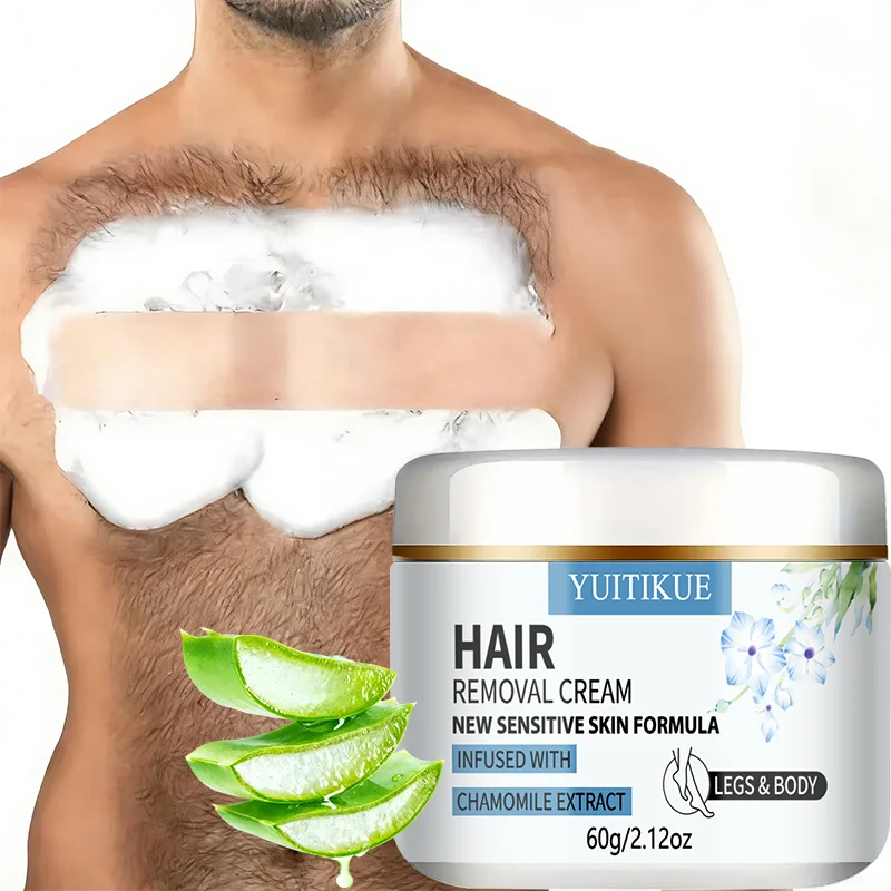 Crema Depilatoria de Manzanilla para Piel Sensible de 60 g, Loción Depilatoria Suave para Piernas, Brazos y Cuidado Corporal Completo