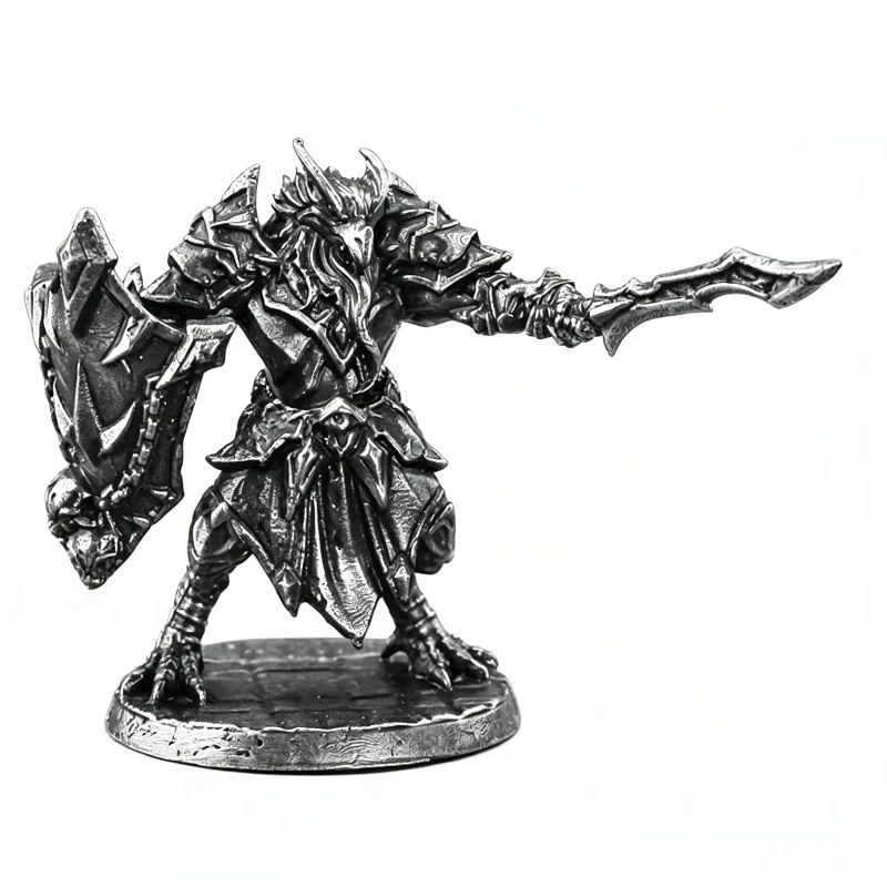Solid White Copper Bird-Man Griffin Warrior Miniature, Fantasy Tabletop Wargame Metal Figure Collectible Chess Piece Ornament