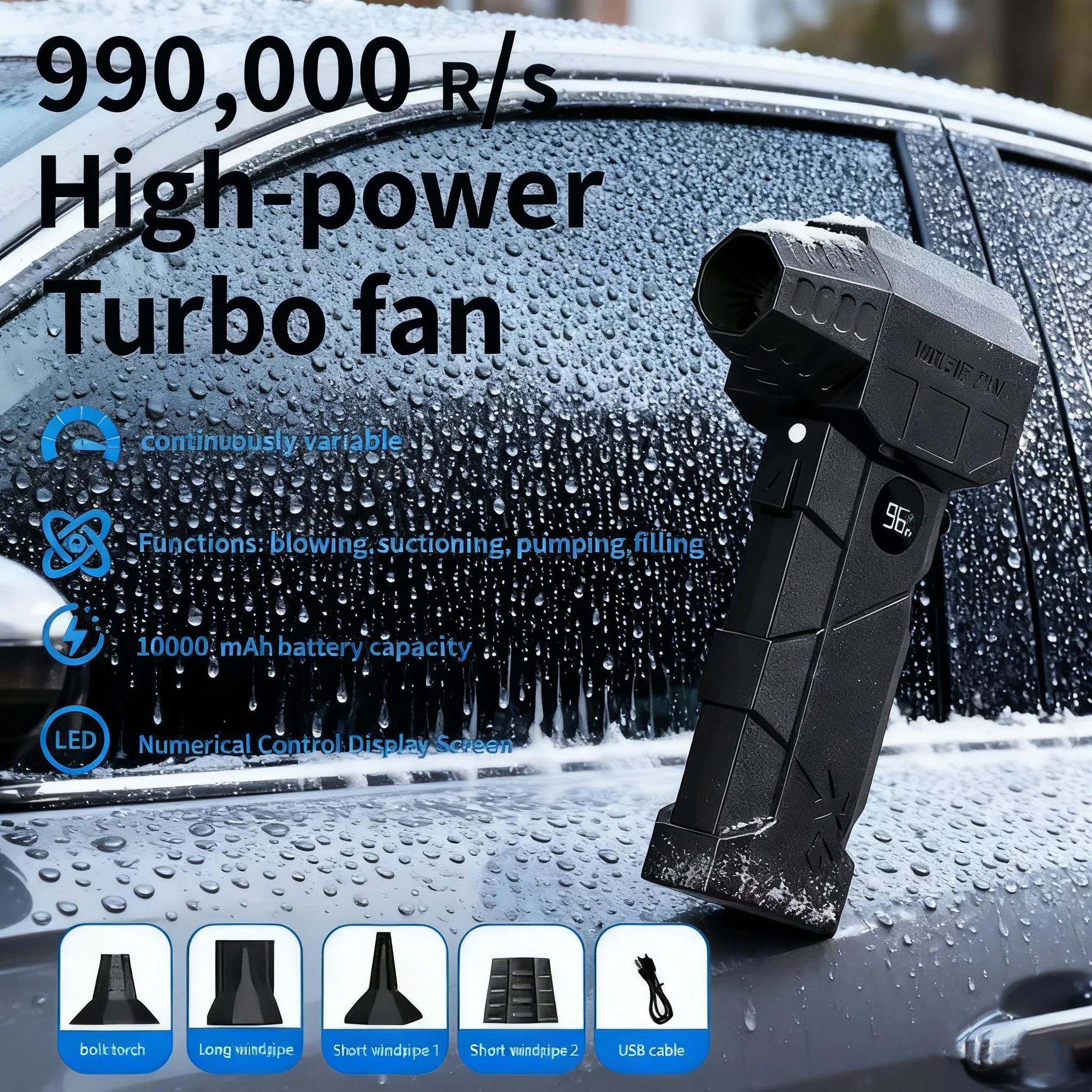 

X5 MAX 450000RPM Brushless Turbo Blower | 75m/s 10000mAh Strong Wind Air Fan