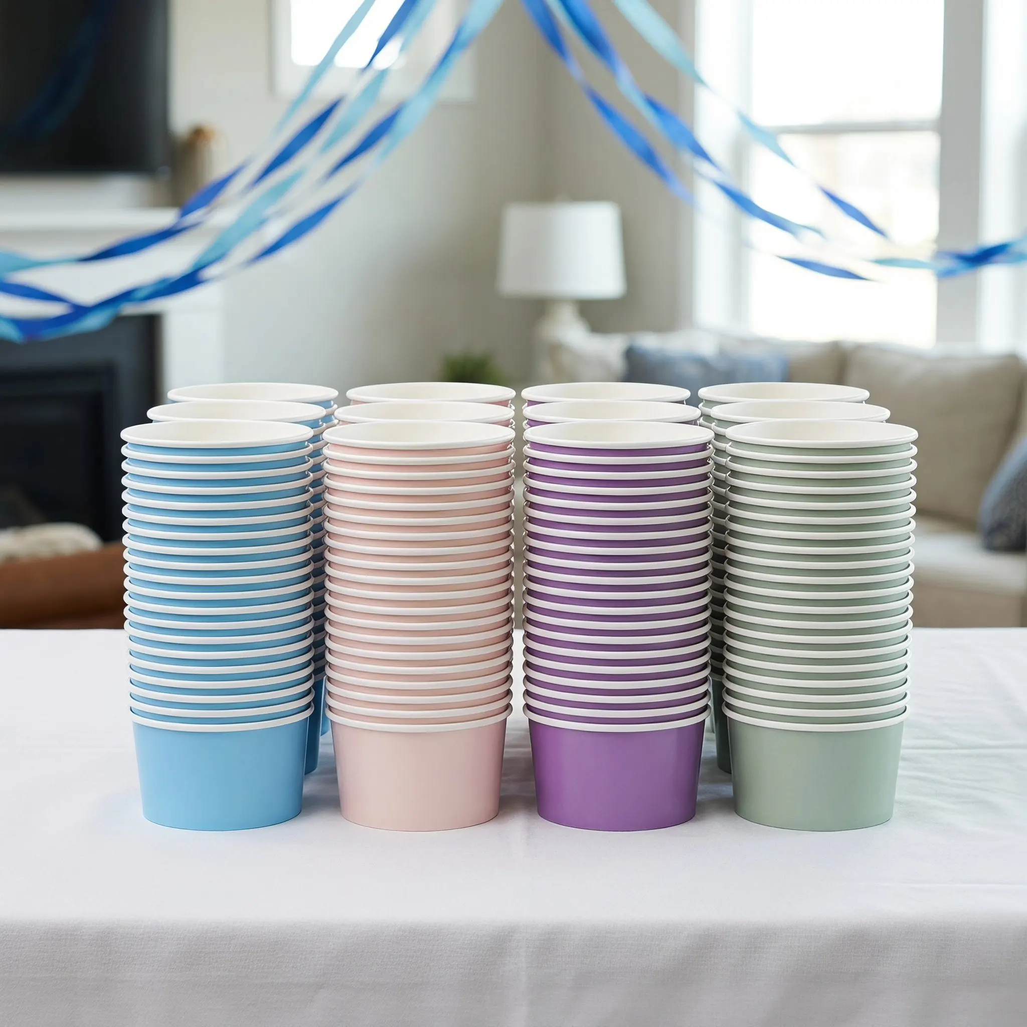 40Pcs Ice Cream Paper Cups Disposable Leakproof Pastel 9Oz 260Ml Party Dessert Bowls Birthday Shower Party Ice Cream Cup