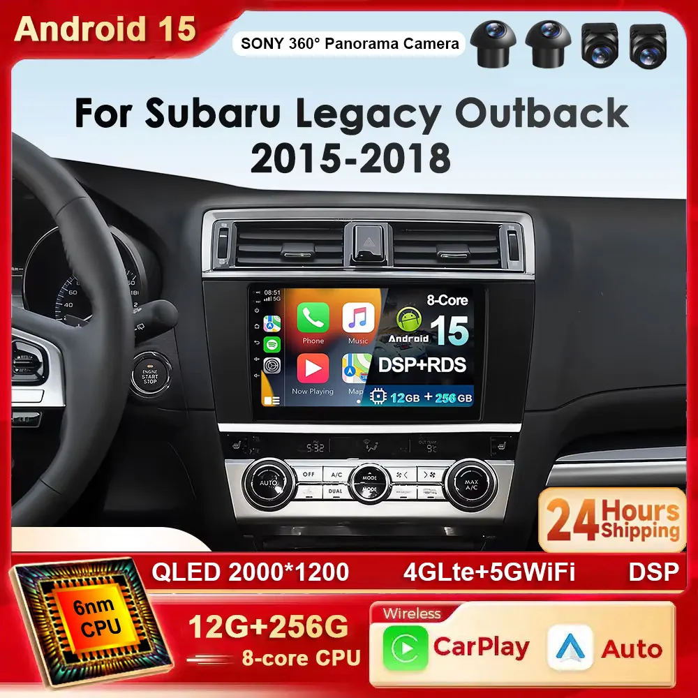 

Android 15 2K QLED навигация GPS для Subaru Outback Legacy 2015-2018 4G авто радио мультимедийный плеер стерео Carplay Auto