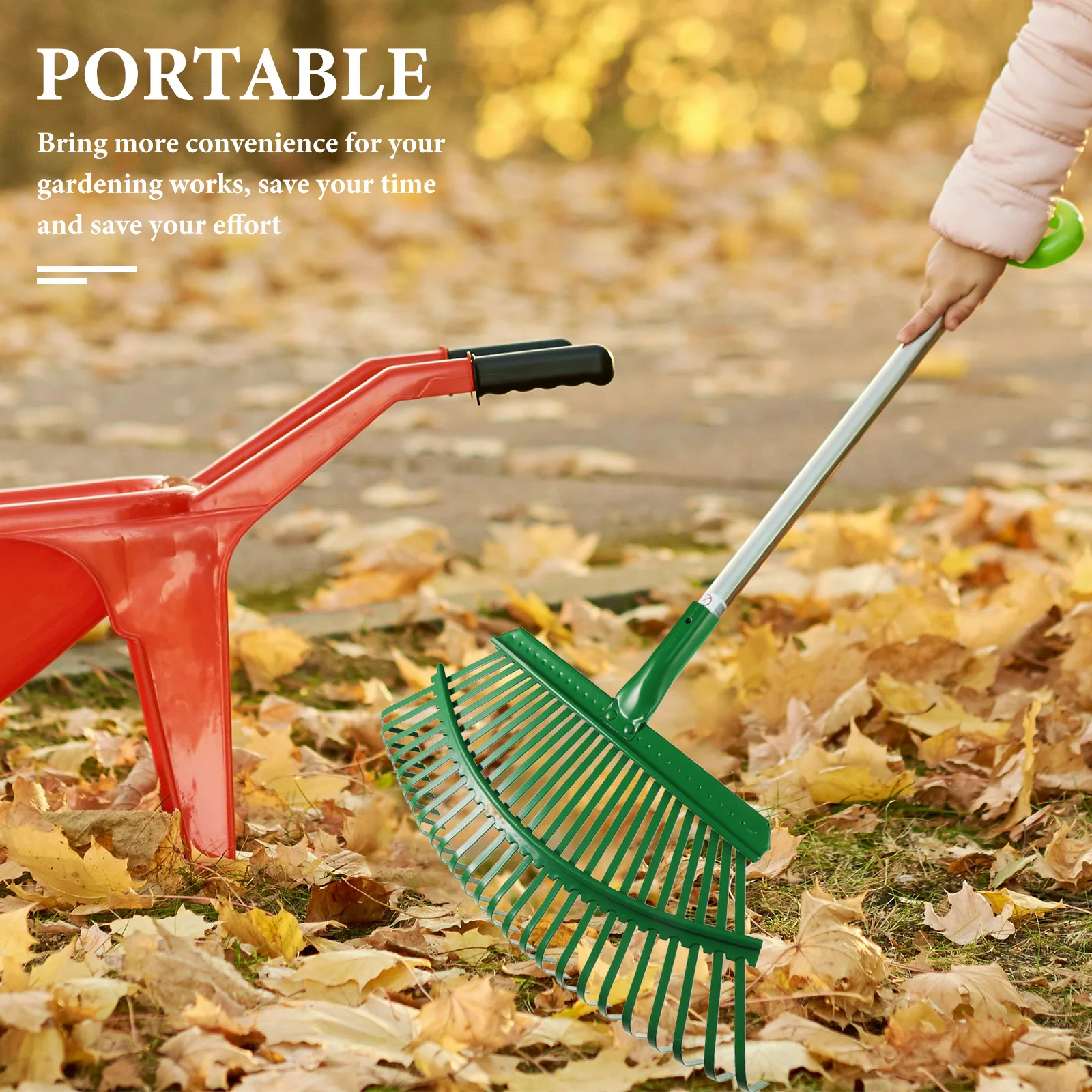 

Gardening Tools 25 Teeth Leaf Rake Wire Hand Rakes for Lawn Grass High Carbon Steel Lightweight Easy Use Clean Leaves Small